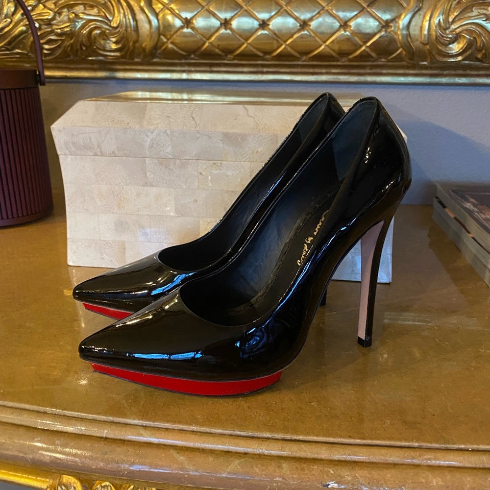 Alice + Olivia Black Heels with Red Soles